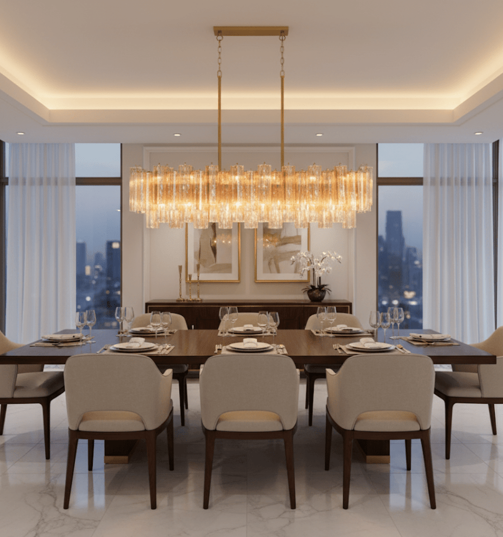 Linear Glass Chandelier — Chandelier | Maison Monashee — view 9