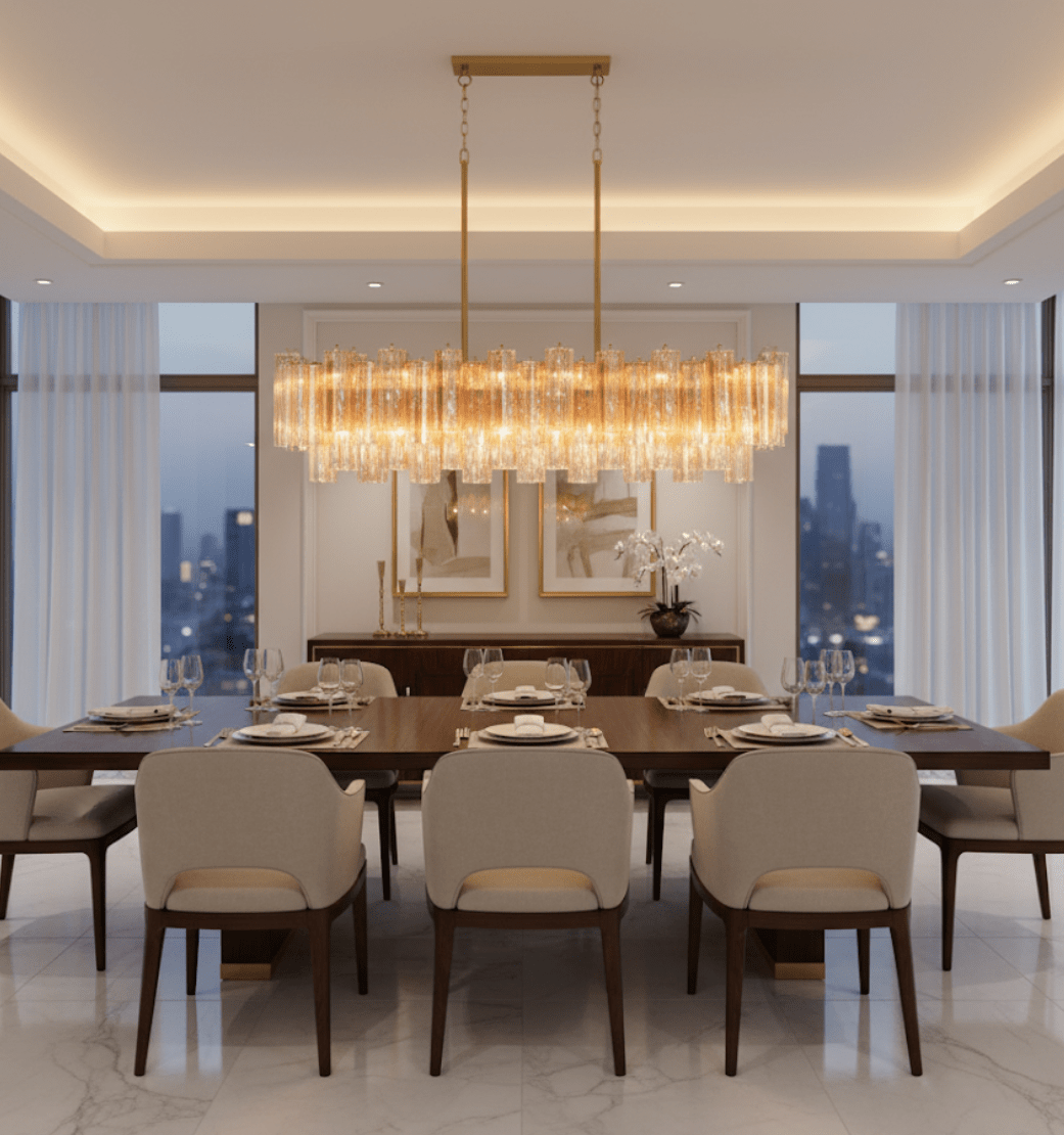 Linear Glass Chandelier — Chandelier | Maison Monashee — view 9