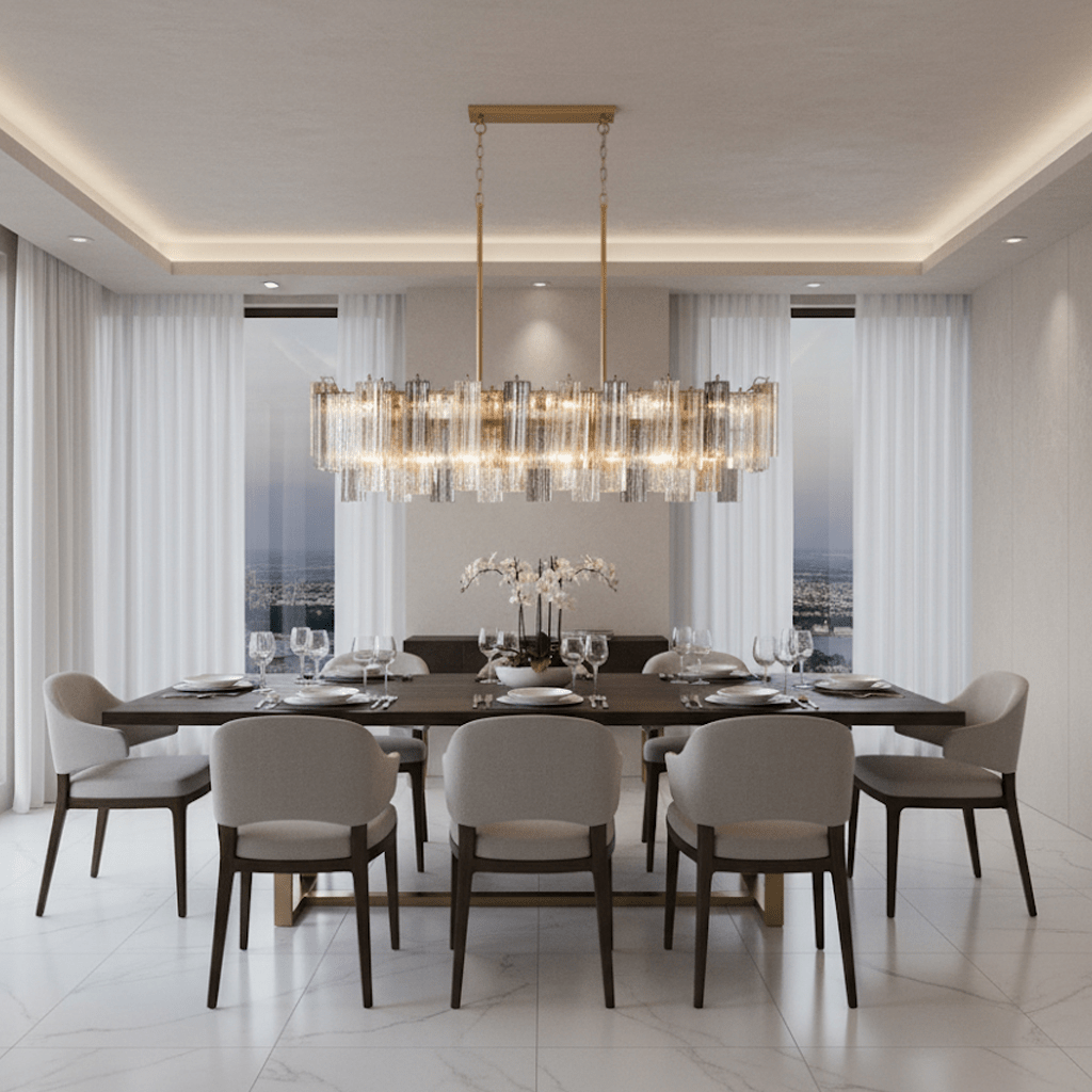 Linear Glass Chandelier — Chandelier | Maison Monashee — view 12