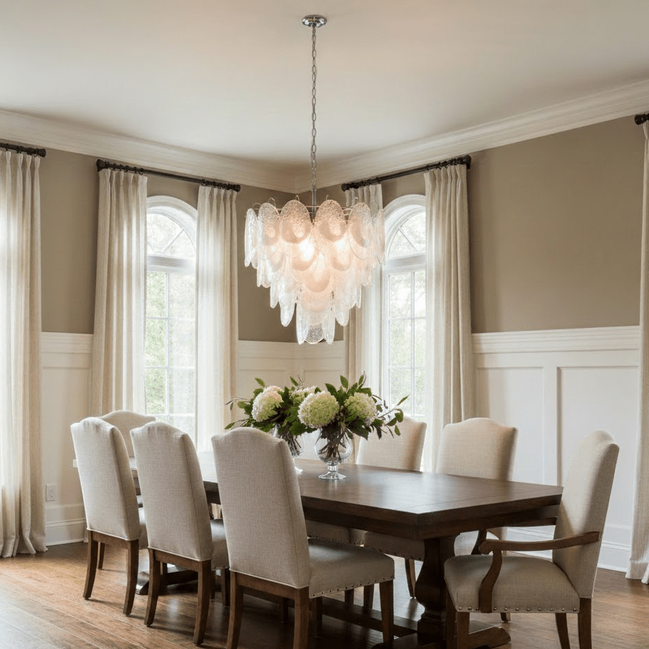 Brushed Nickel Dining Room Chandelier — Chandelier | Maison Monashee — view 7