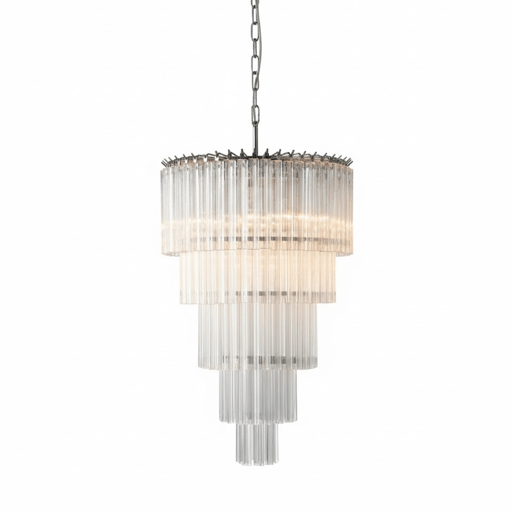 Polished Nickel Chandelier Dining Room — Chandelier | Maison Monashee — view 5