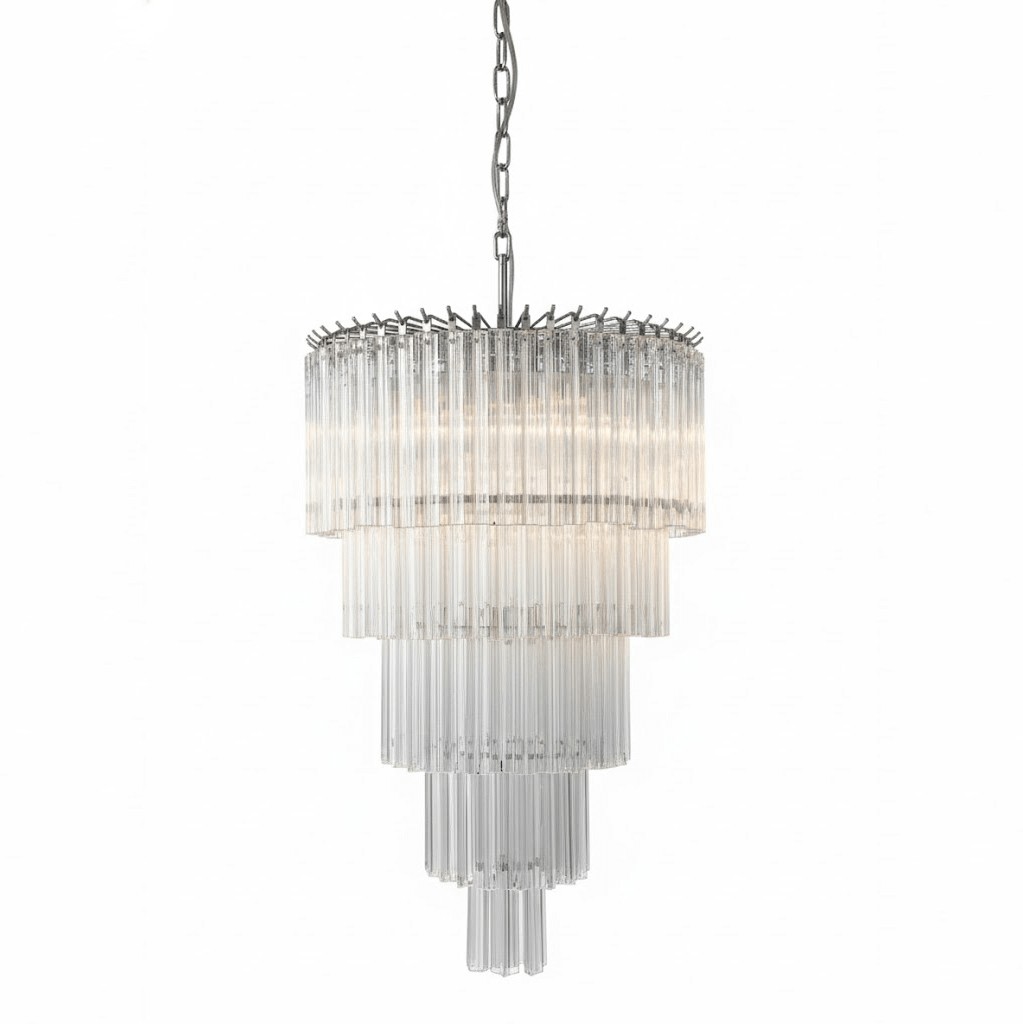 Polished Nickel Chandelier Dining Room — Chandelier | Maison Monashee — view 6