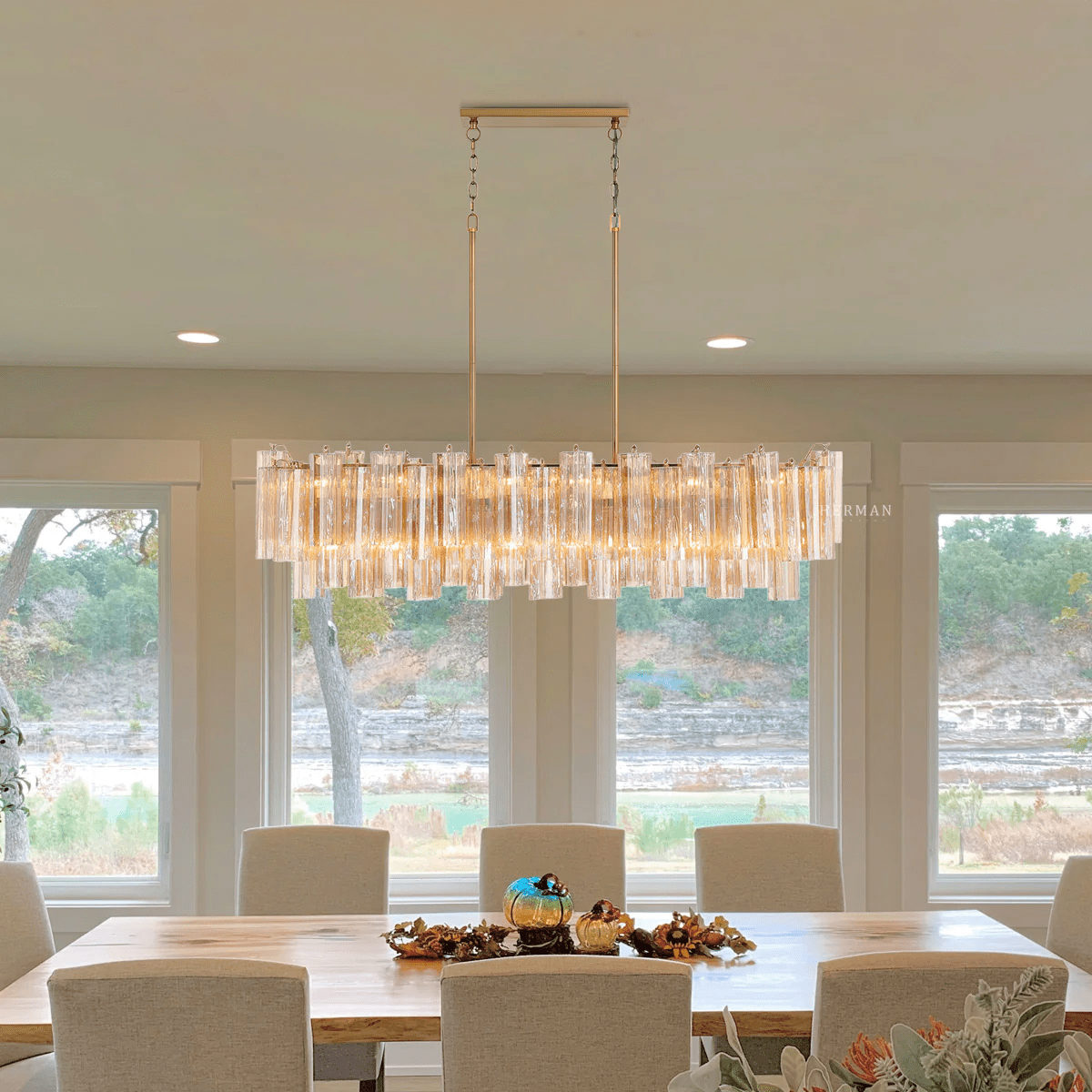 Linear Glass Chandelier — Chandelier | Maison Monashee — view 7