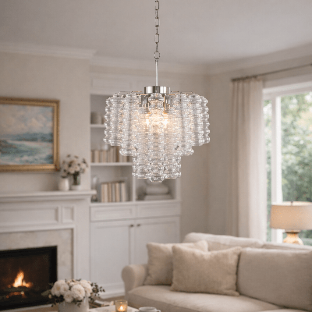 Hand Blown Glass Chandelier Modern — Chandelier | Maison Monashee — view 2