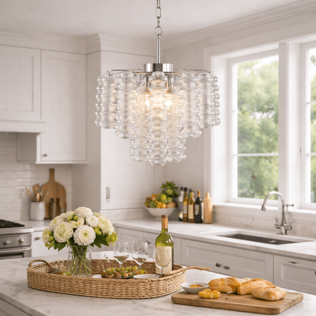 Hand Blown Glass Chandelier Modern — Chandelier | Maison Monashee — view 3