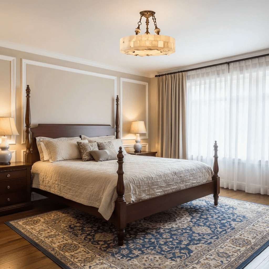 Brass and Alabaster Chandelier — Chandelier | Maison Monashee — view 6