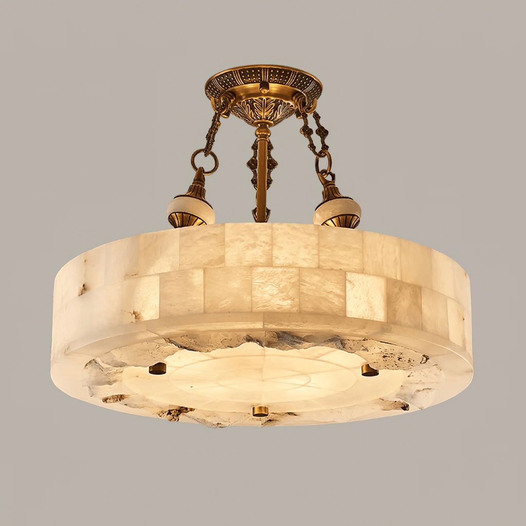 Brass and Alabaster Chandelier — Chandelier | Maison Monashee — view 8