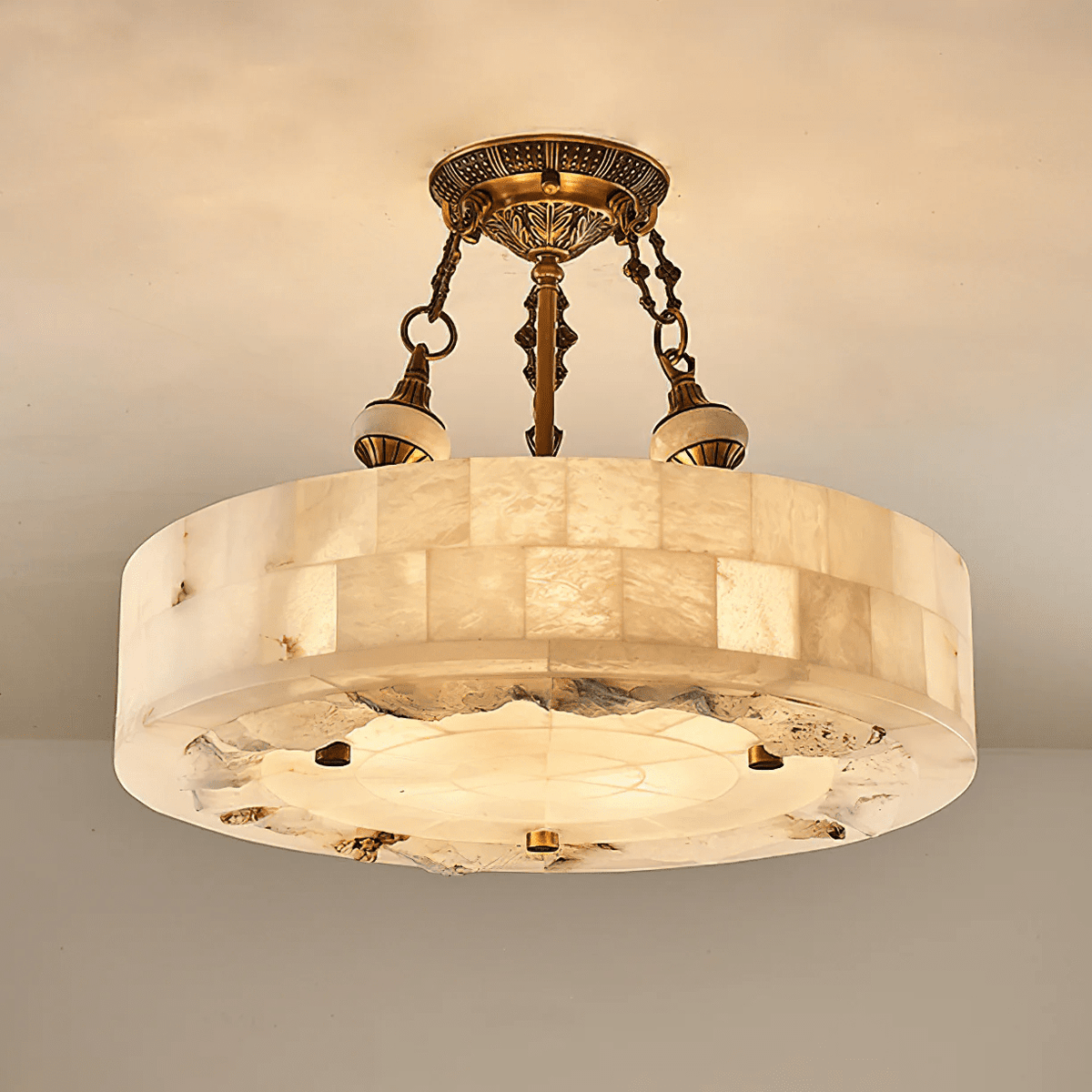Brass and Alabaster Chandelier — Chandelier | Maison Monashee — view 9
