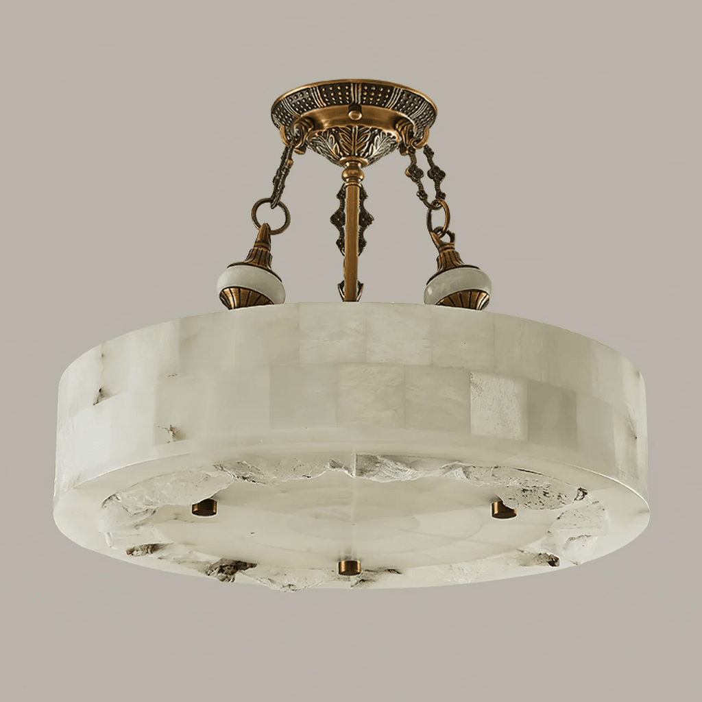 Brass and Alabaster Chandelier — Chandelier | Maison Monashee — view 10