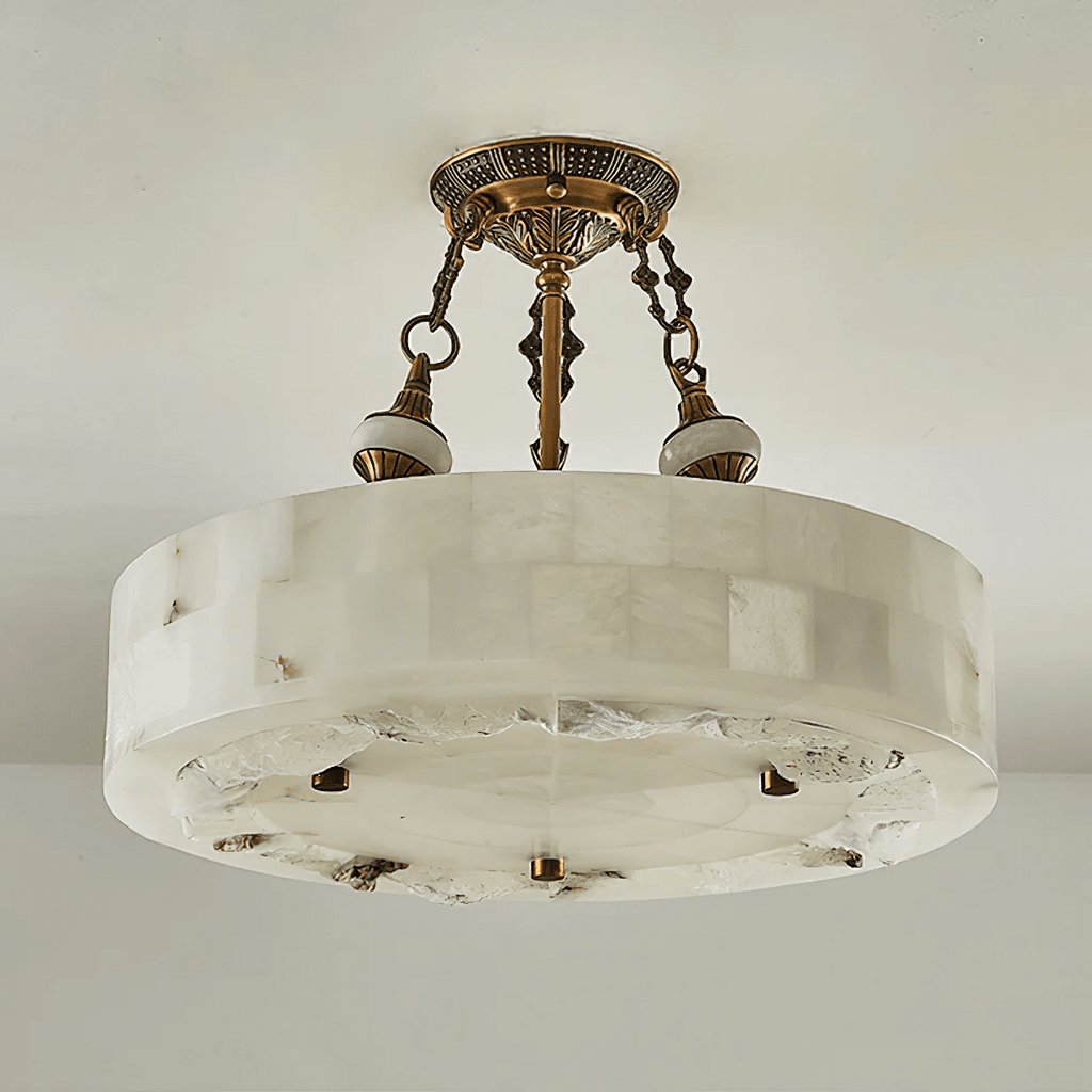 Brass and Alabaster Chandelier — Chandelier | Maison Monashee — view 12