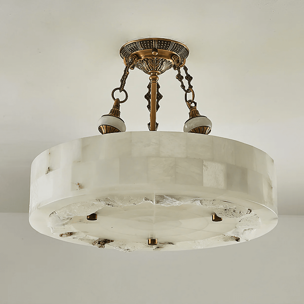 Brass and Alabaster Chandelier — Chandelier | Maison Monashee — view 12