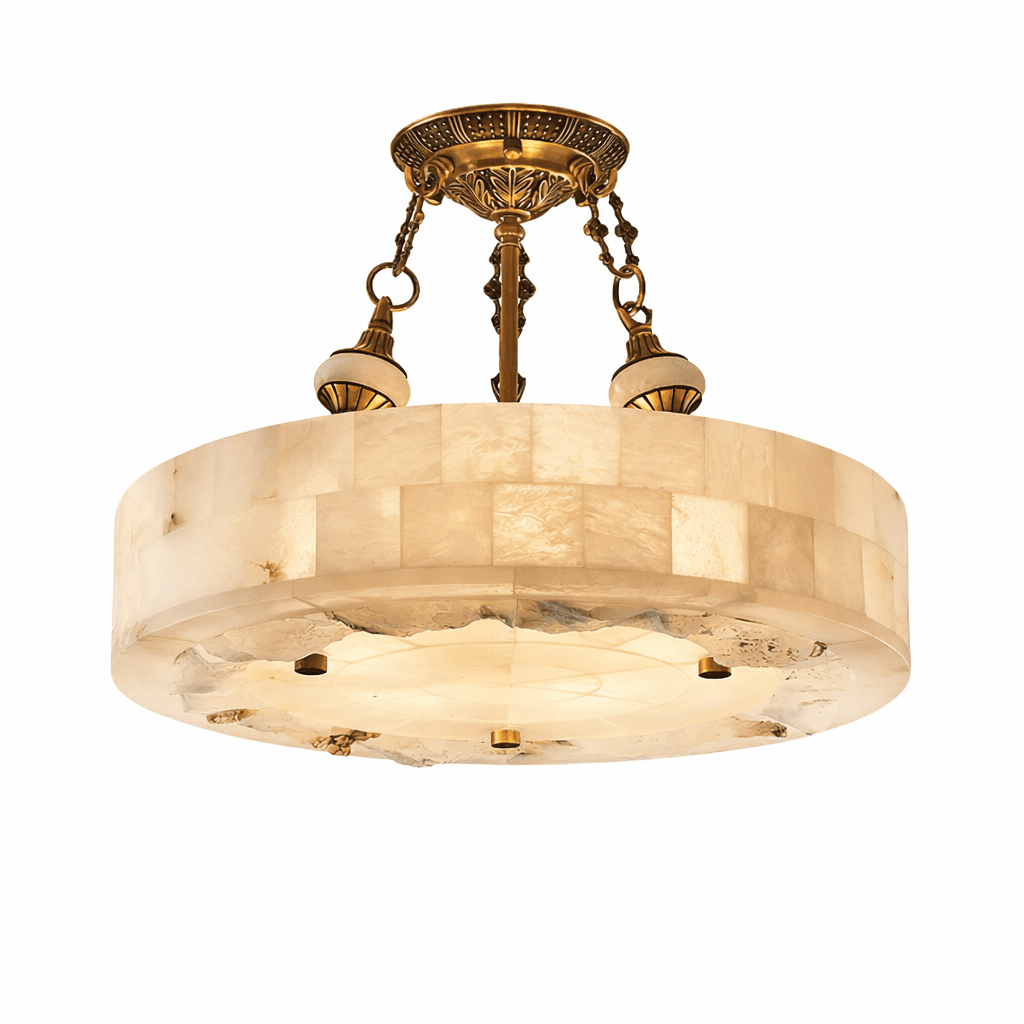 Brass and Alabaster Chandelier — Chandelier | Maison Monashee — view 13