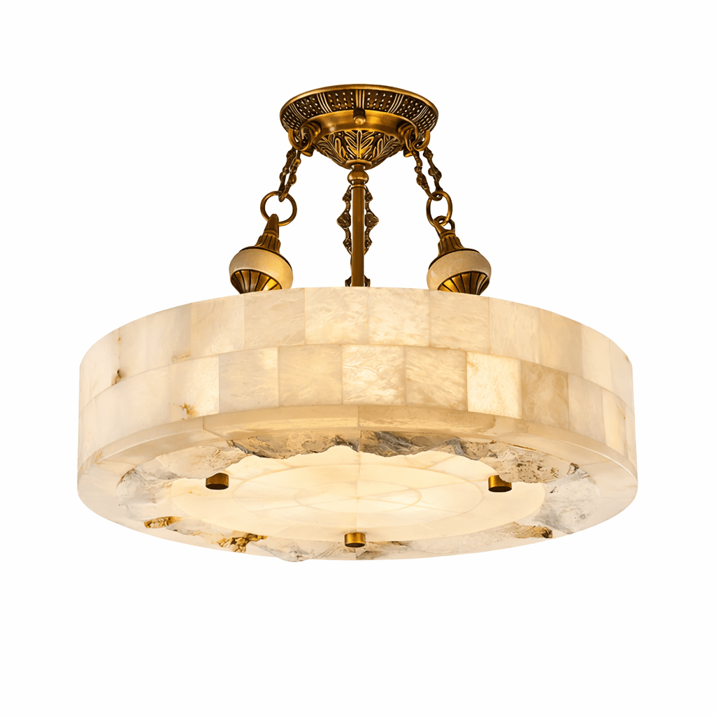 Brass and Alabaster Chandelier — Chandelier | Maison Monashee — view 14