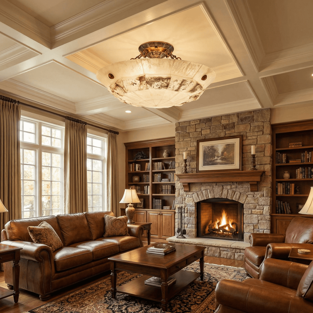 Antique Brass Ceiling Light Flush — Ceiling Light | Maison Monashee — view 3