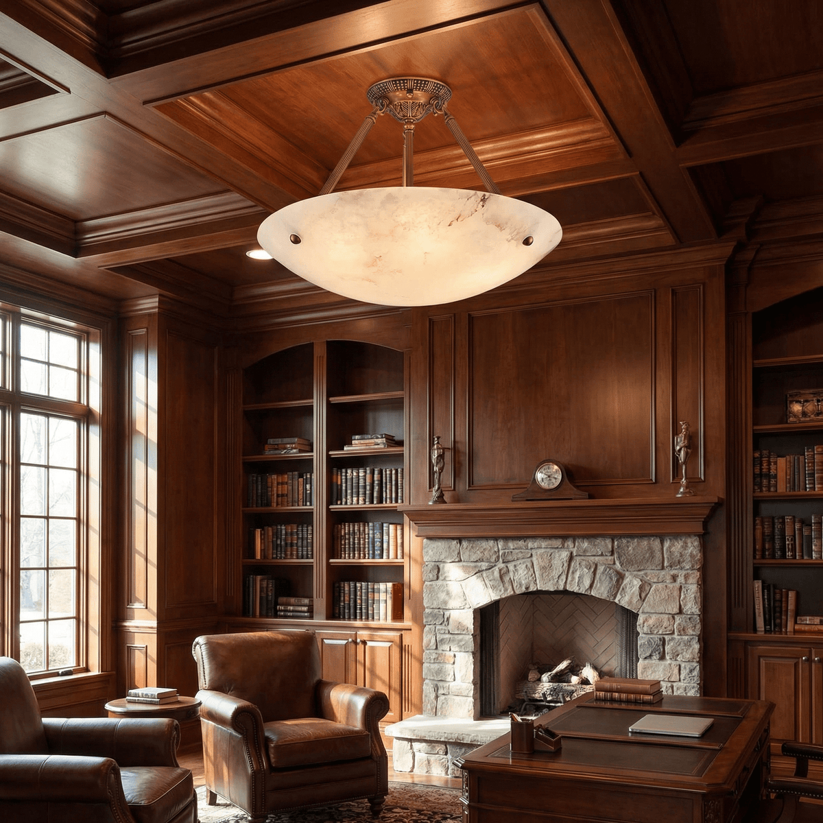 Alabaster Bowl Ceiling Light — Ceiling Light | Maison Monashee — view 4
