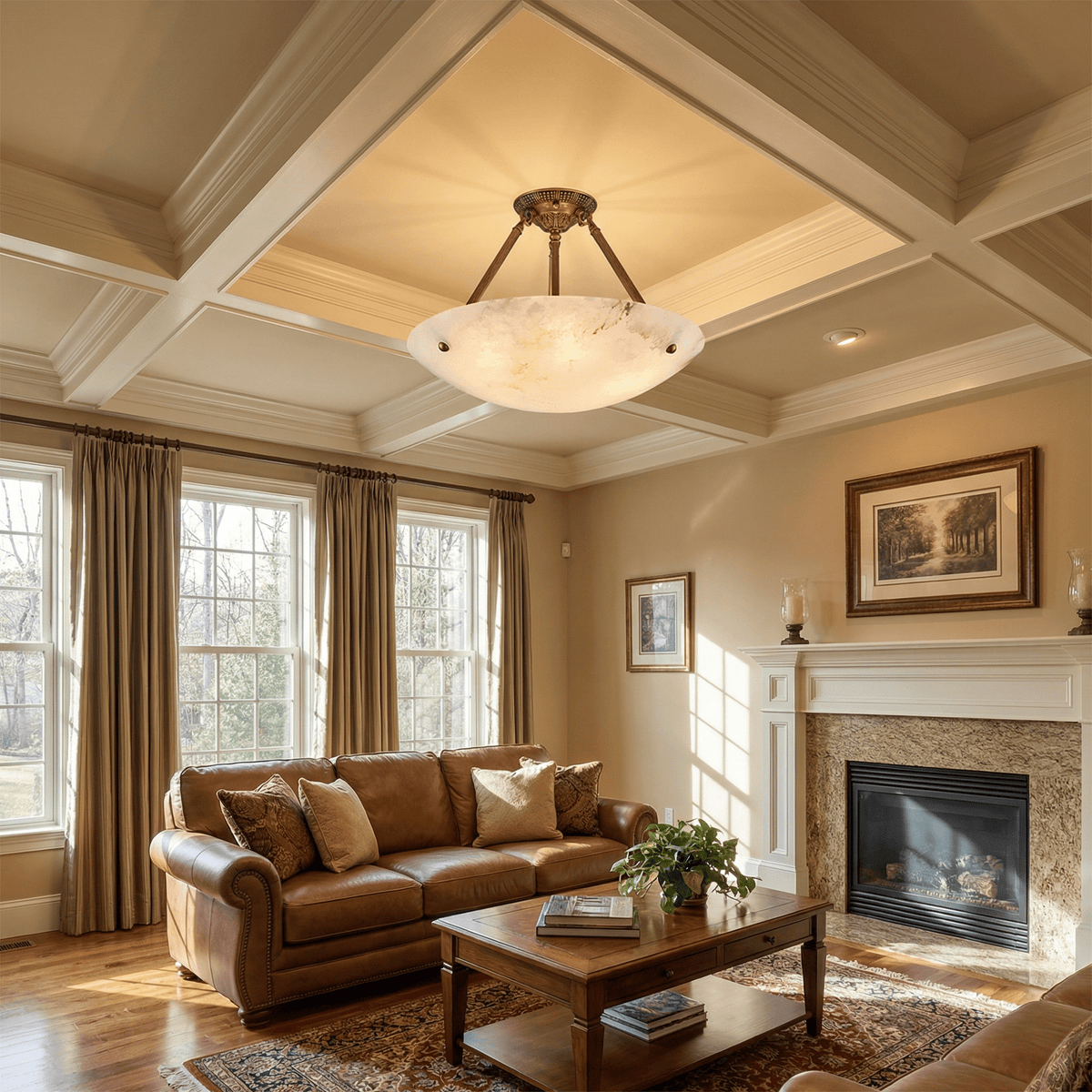 Alabaster Bowl Ceiling Light — Ceiling Light | Maison Monashee — view 3