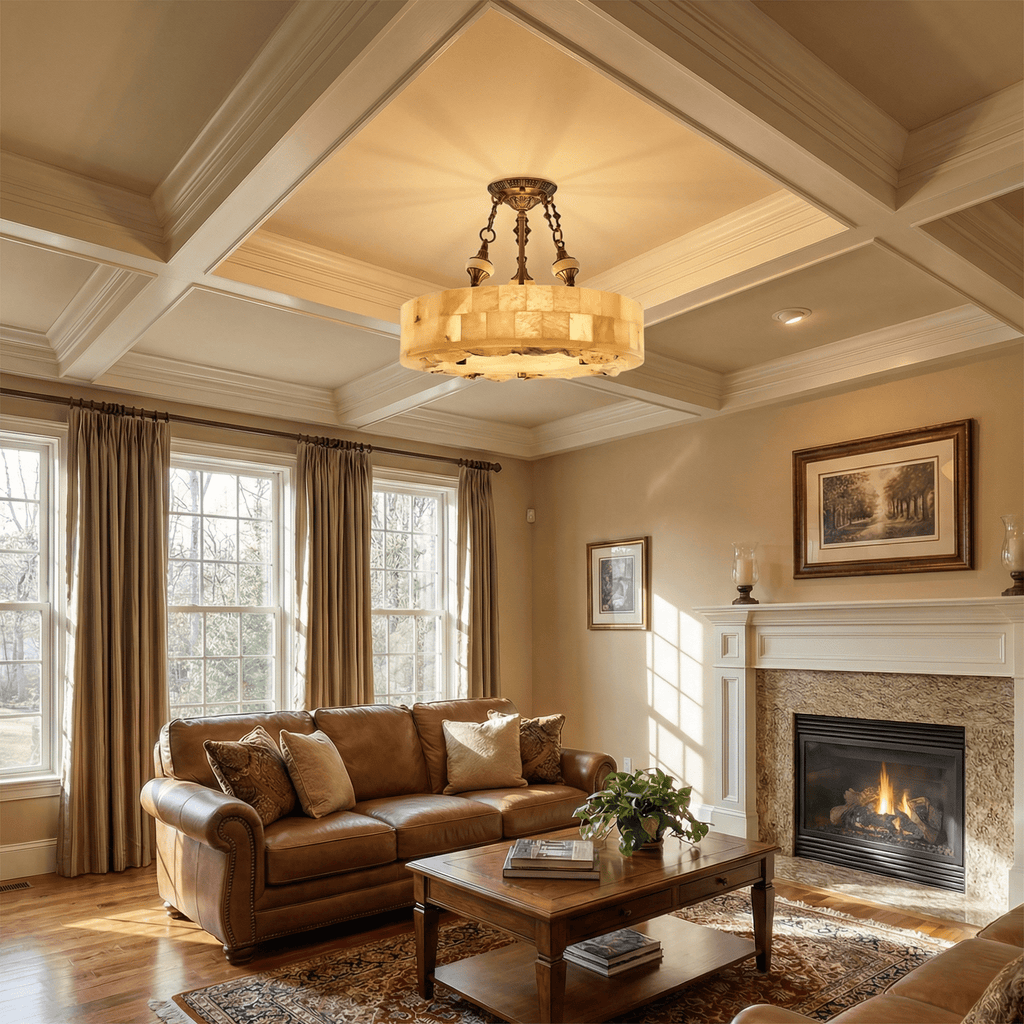 Brass and Alabaster Chandelier — Chandelier | Maison Monashee — view 4