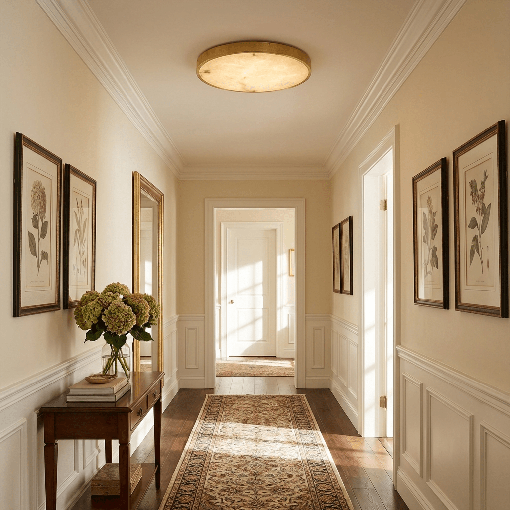 White and Gold Flush Mount — Ceiling Light | Maison Monashee — view 5