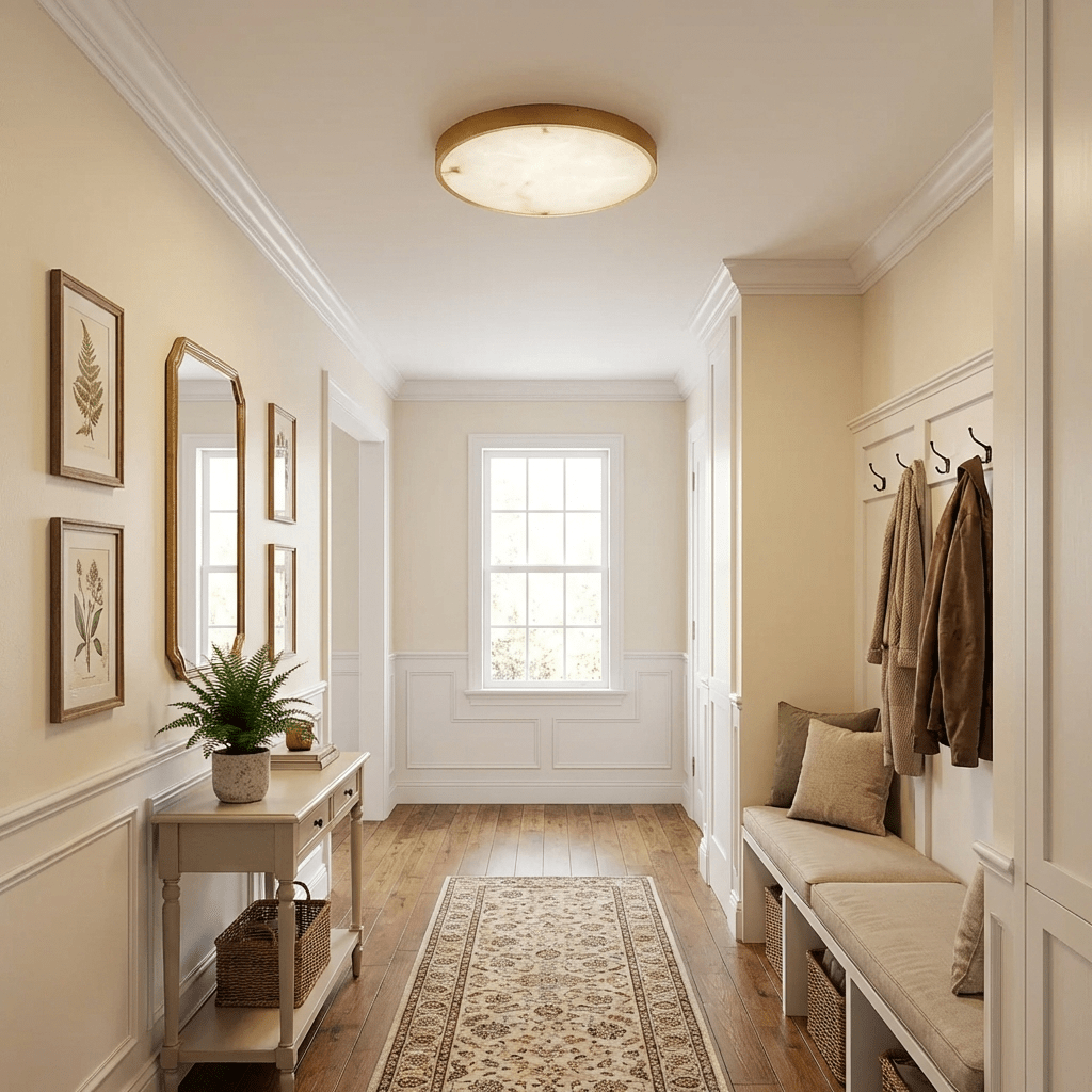 White and Gold Flush Mount — Ceiling Light | Maison Monashee — view 4