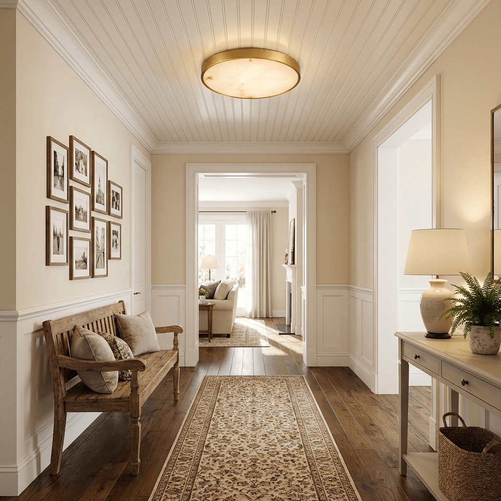 White and Gold Flush Mount — Ceiling Light | Maison Monashee — view 2