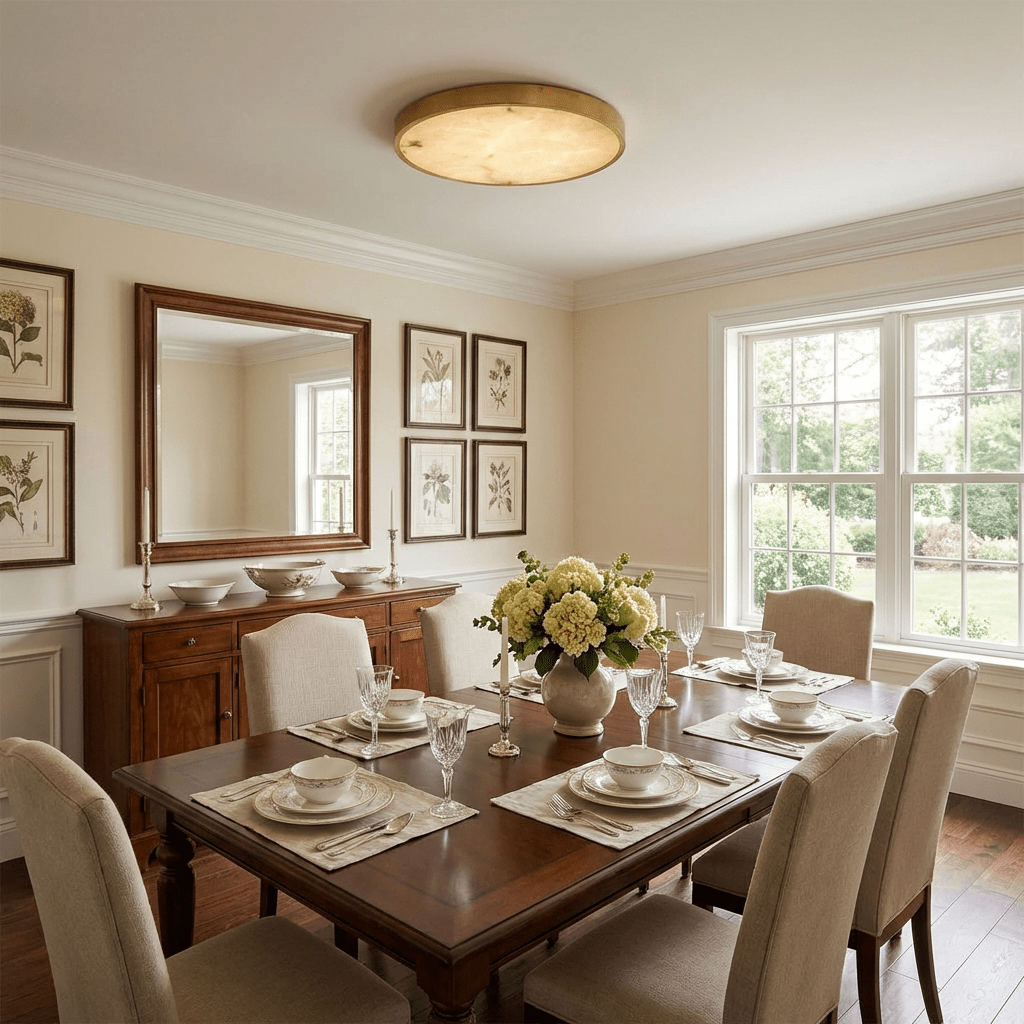 White and Gold Flush Mount — Ceiling Light | Maison Monashee — view 15