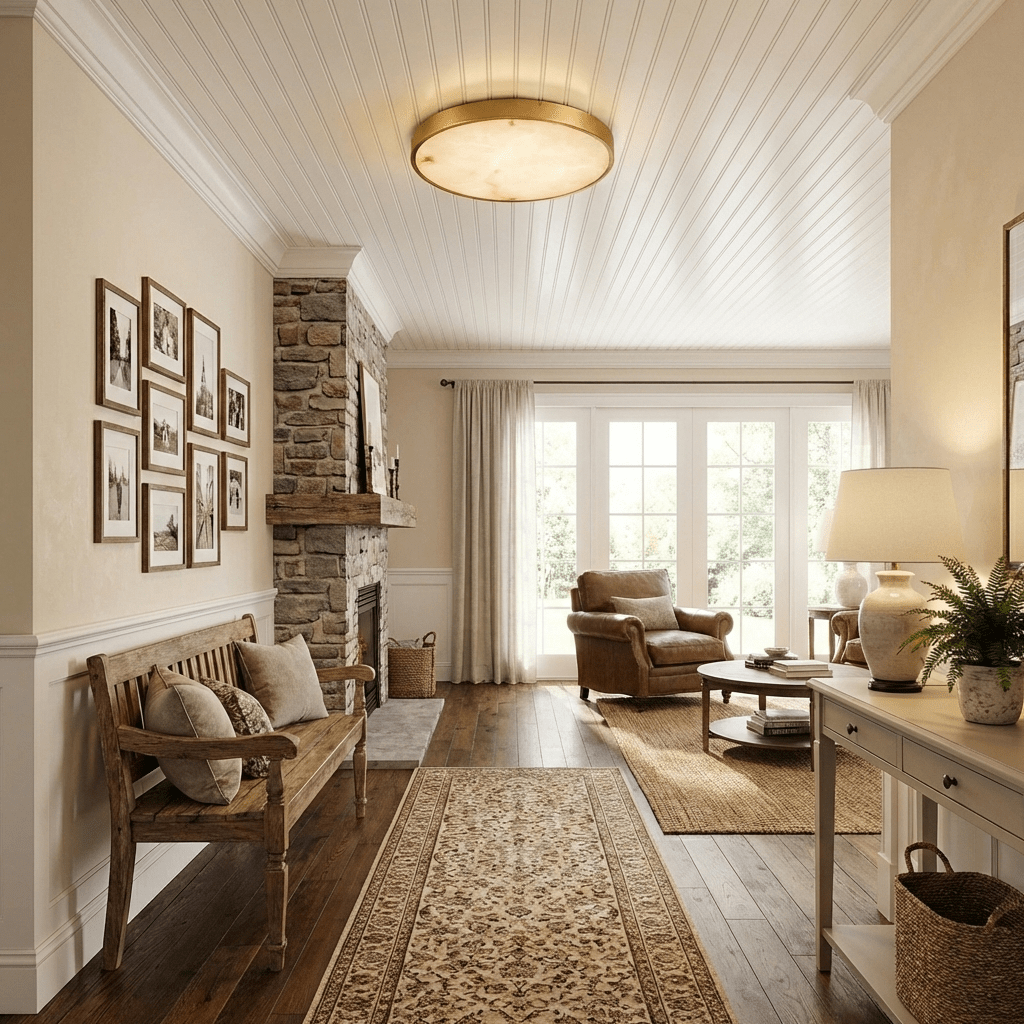White and Gold Flush Mount — Ceiling Light | Maison Monashee — view 17