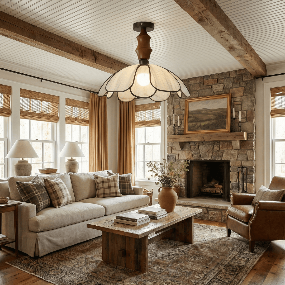 Fabric Flush Mount Ceiling Light — Ceiling Light | Maison Monashee — view 12