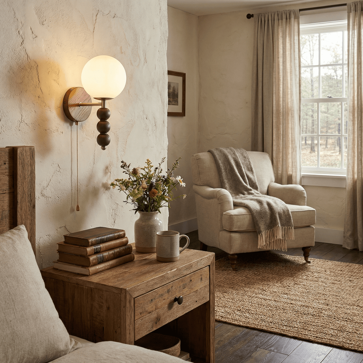 Wood Bead Wall Sconce — Wall Sconce | Maison Monashee — view 3