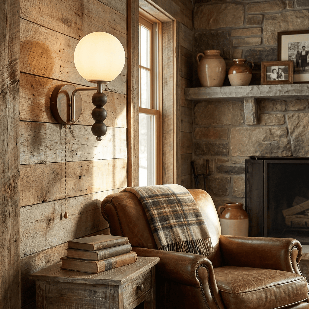 Wood Bead Wall Sconce — Wall Sconce | Maison Monashee — view 4