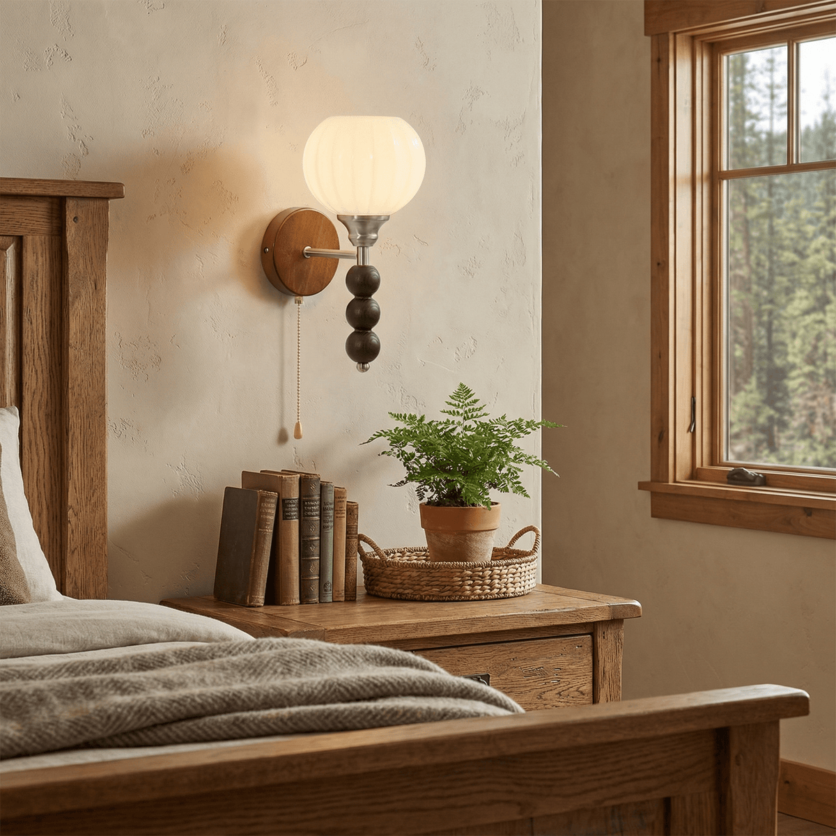 Wood Bead Wall Sconce — Wall Sconce | Maison Monashee — view 2