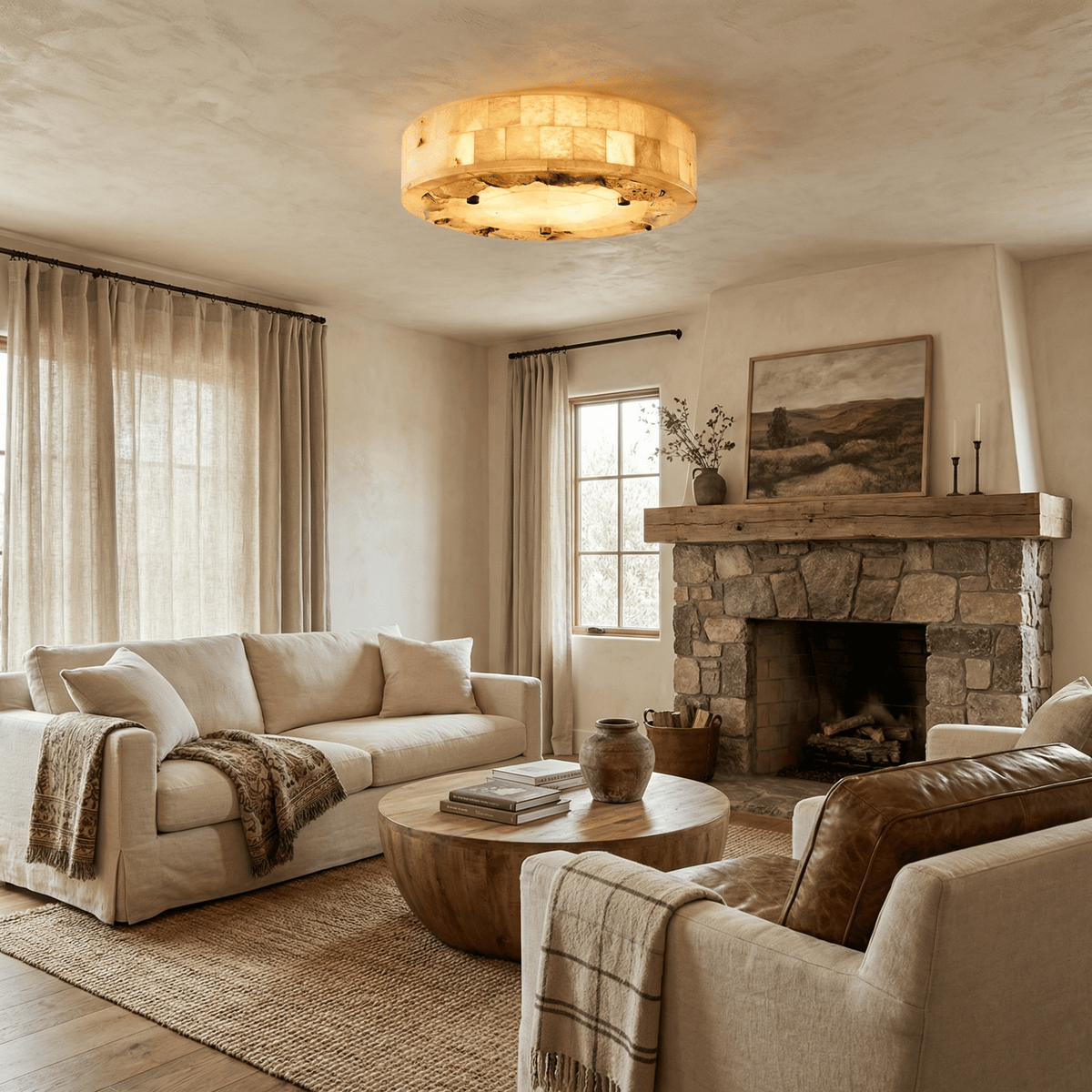 White and Brass Ceiling Light — Ceiling Light | Maison Monashee — view 2