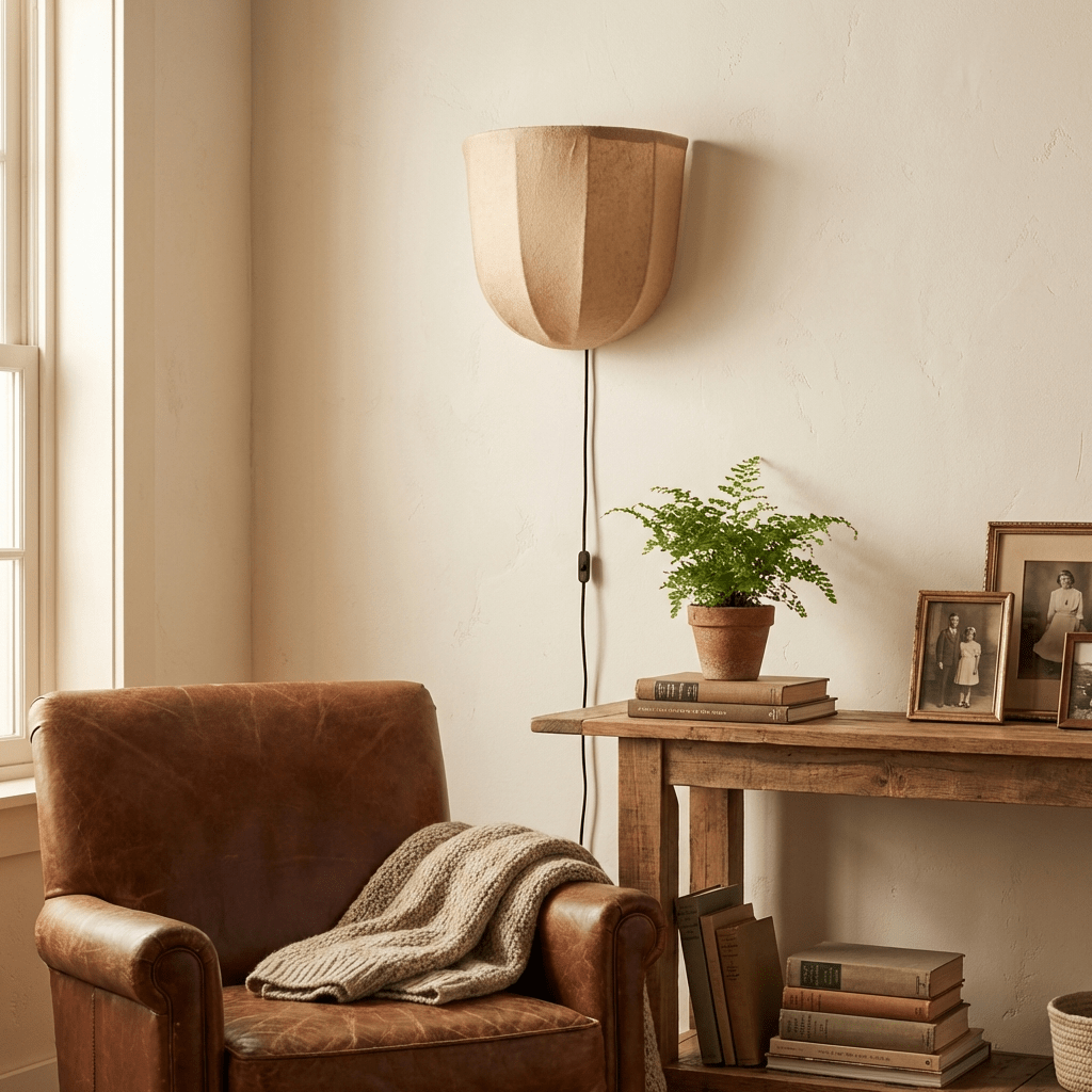 Linen Wall Sconce Plug-In — Wall Sconce | Maison Monashee — view 2