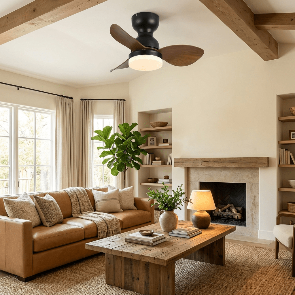 Black Flush Mount Ceiling Fan — Ceiling Fan | Maison Monashee — view 2