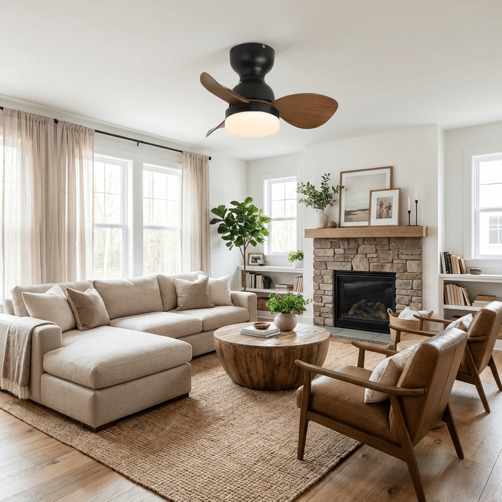 Black Flush Mount Ceiling Fan — Ceiling Fan | Maison Monashee — view 5