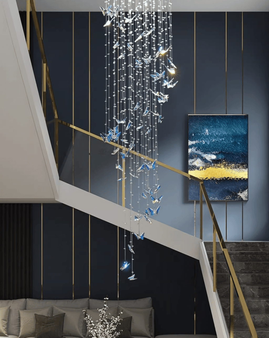 Modern Chrome and Crystal Chandelier — Chandelier | Maison Monashee — view 7