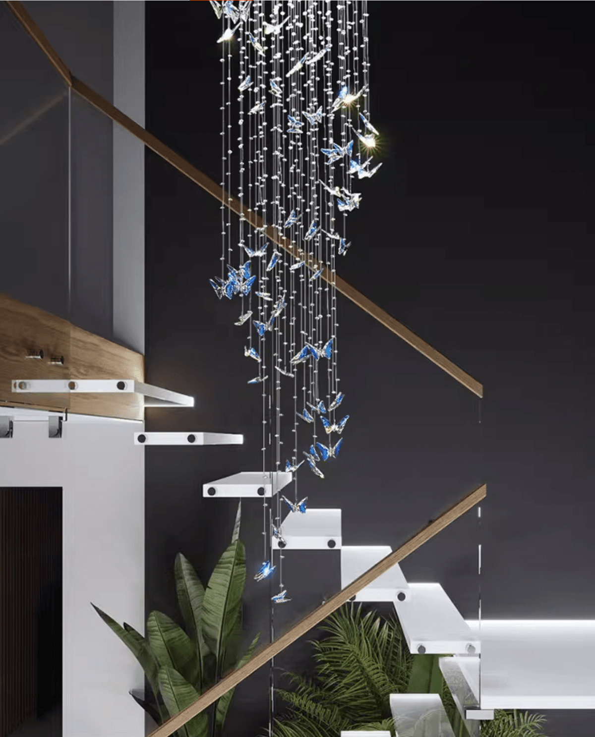 Modern Chrome and Crystal Chandelier — Chandelier | Maison Monashee — view 5