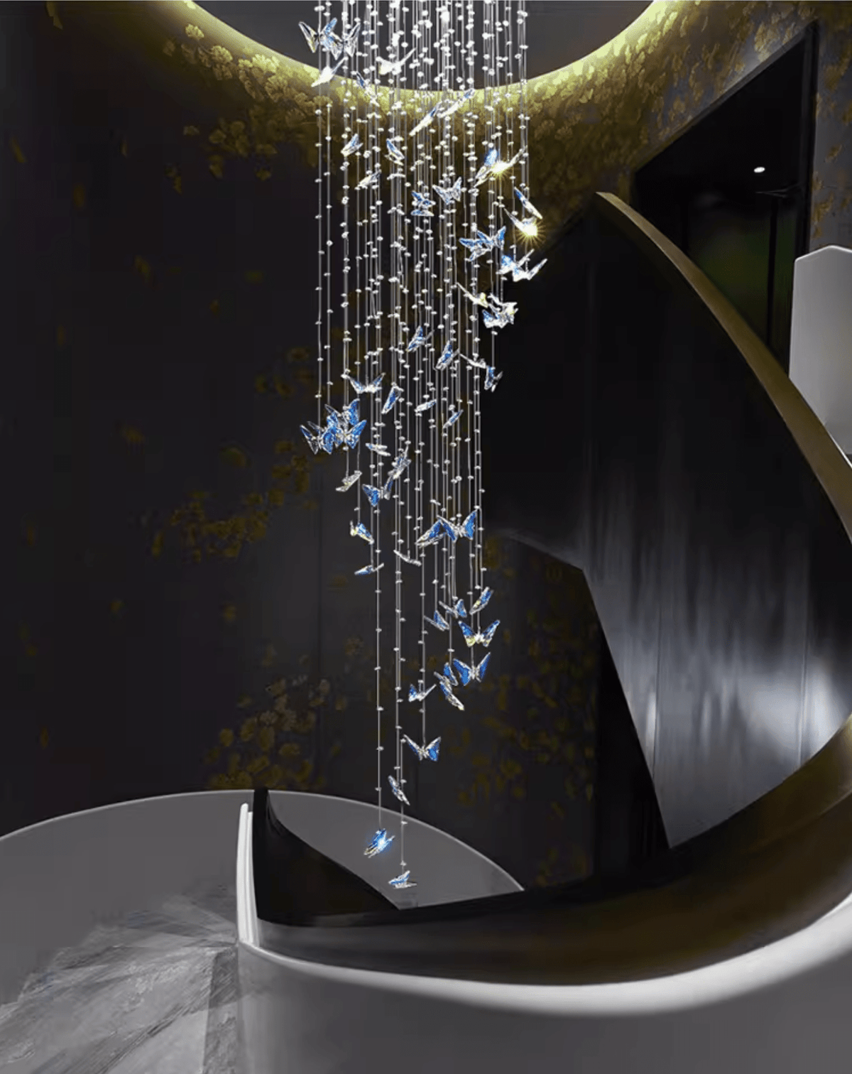 Modern Chrome and Crystal Chandelier — Chandelier | Maison Monashee — view 9