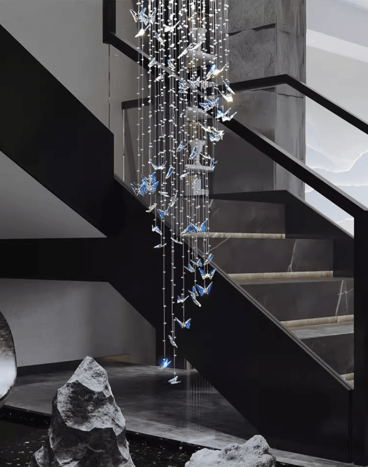 Modern Chrome and Crystal Chandelier — Chandelier | Maison Monashee — view 11