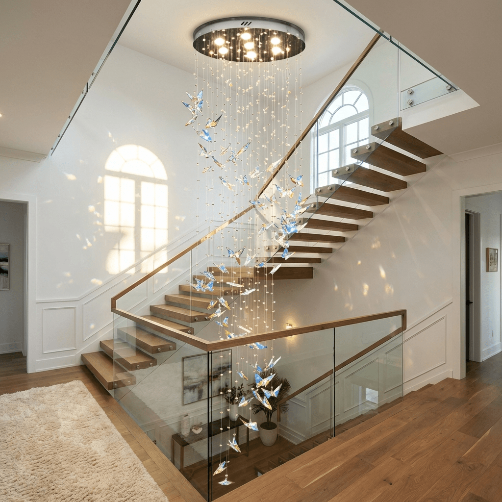Modern Chrome and Crystal Chandelier — Chandelier | Maison Monashee — view 2