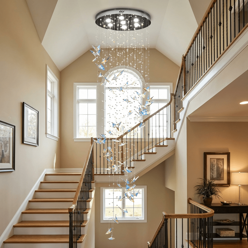 Modern Chrome and Crystal Chandelier — Chandelier | Maison Monashee — view 3