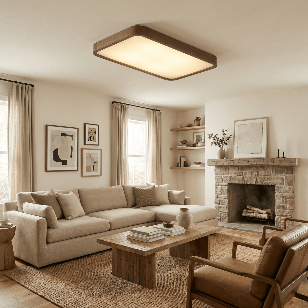 Square Wooden Ceiling Light — Ceiling Light | Maison Monashee — view 5