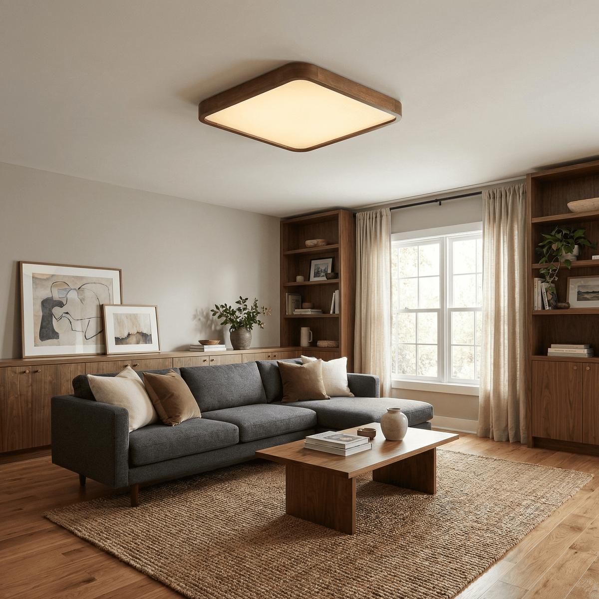 Square Wooden Ceiling Light — Ceiling Light | Maison Monashee — view 2