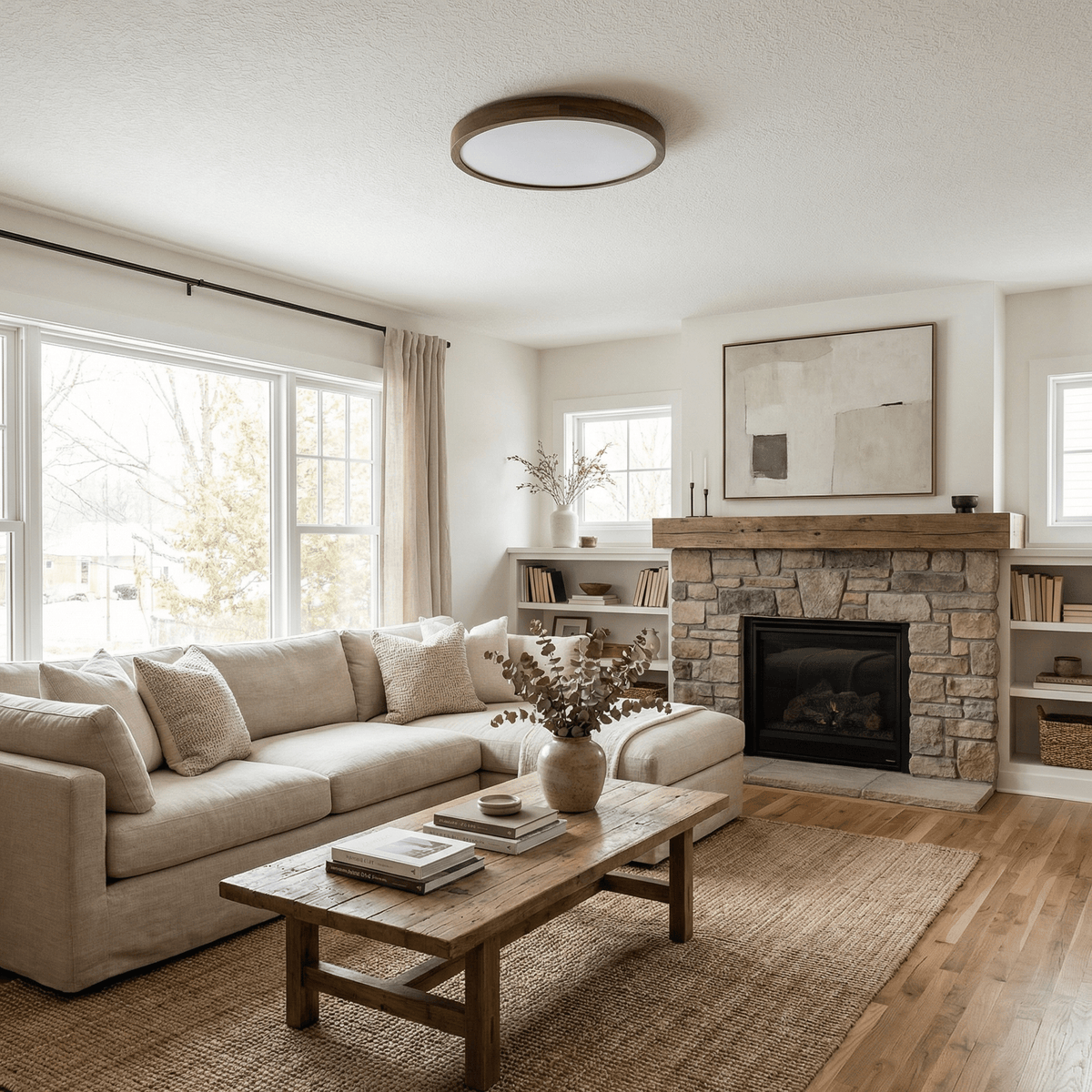 Square Wooden Ceiling Light — Ceiling Light | Maison Monashee — view 9