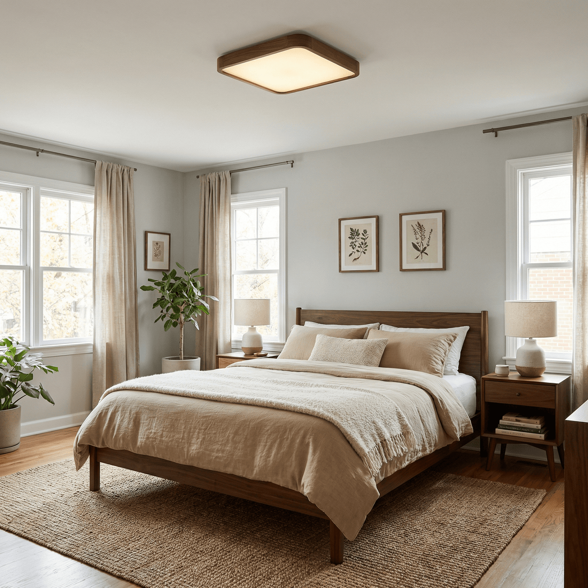 Square Wooden Ceiling Light — Ceiling Light | Maison Monashee — view 4