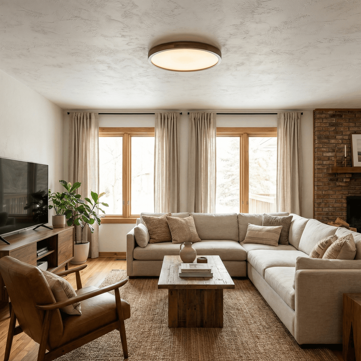 Square Wooden Ceiling Light — Ceiling Light | Maison Monashee — view 11