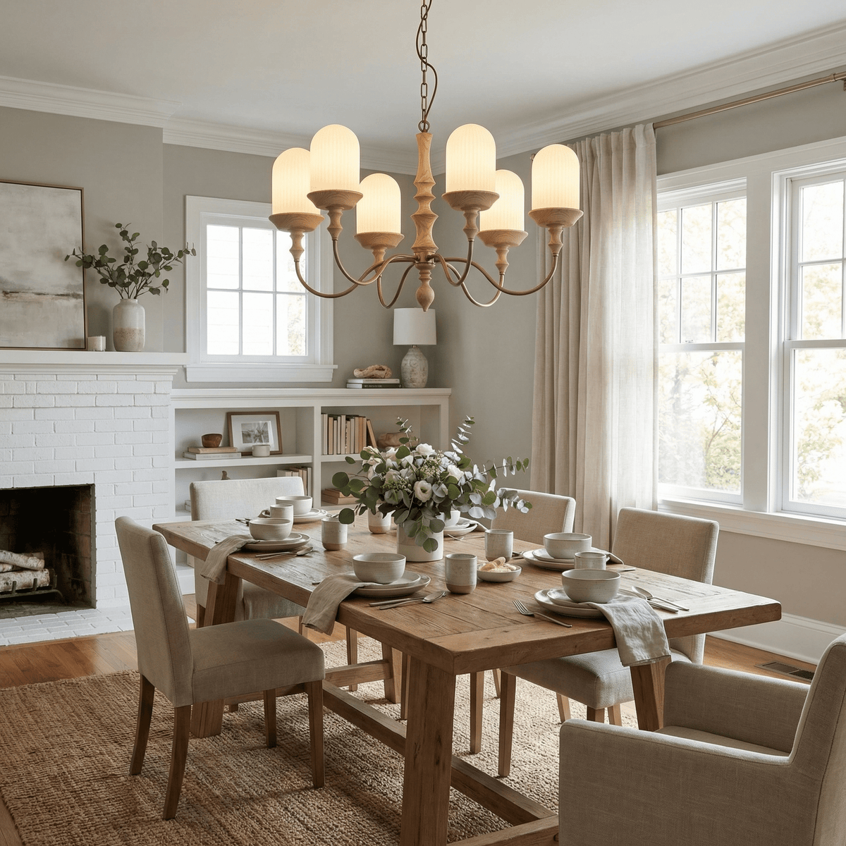 Wood Look Chandelier — Chandelier | Maison Monashee — view 2