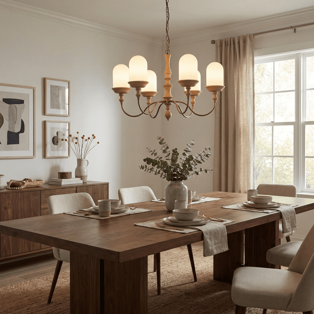 Wood Look Chandelier — Chandelier | Maison Monashee — view 11