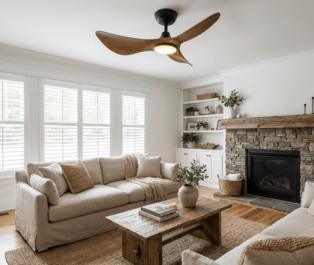 3 Blade Wood Ceiling Fan with Light — Ceiling Fan | Maison Monashee — view 4