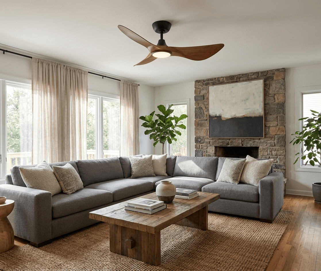 3 Blade Wood Ceiling Fan with Light — Ceiling Fan | Maison Monashee — view 5