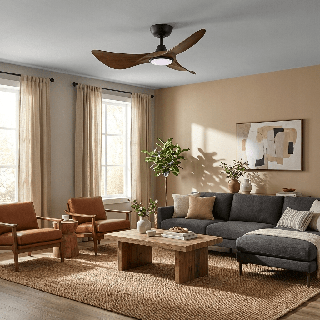 3 Blade Wood Ceiling Fan with Light — Ceiling Fan | Maison Monashee — view 3